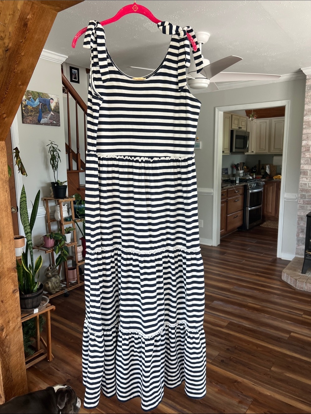 Sweet Magnolia Tiered Maxi Dress in Navy and White